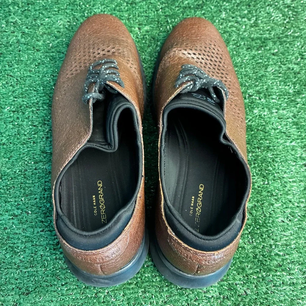 Cole Haan 2.0 ZEROGRAND Laser Wingtip Oxford Leather Casual Brown Mens 10.5 Wide